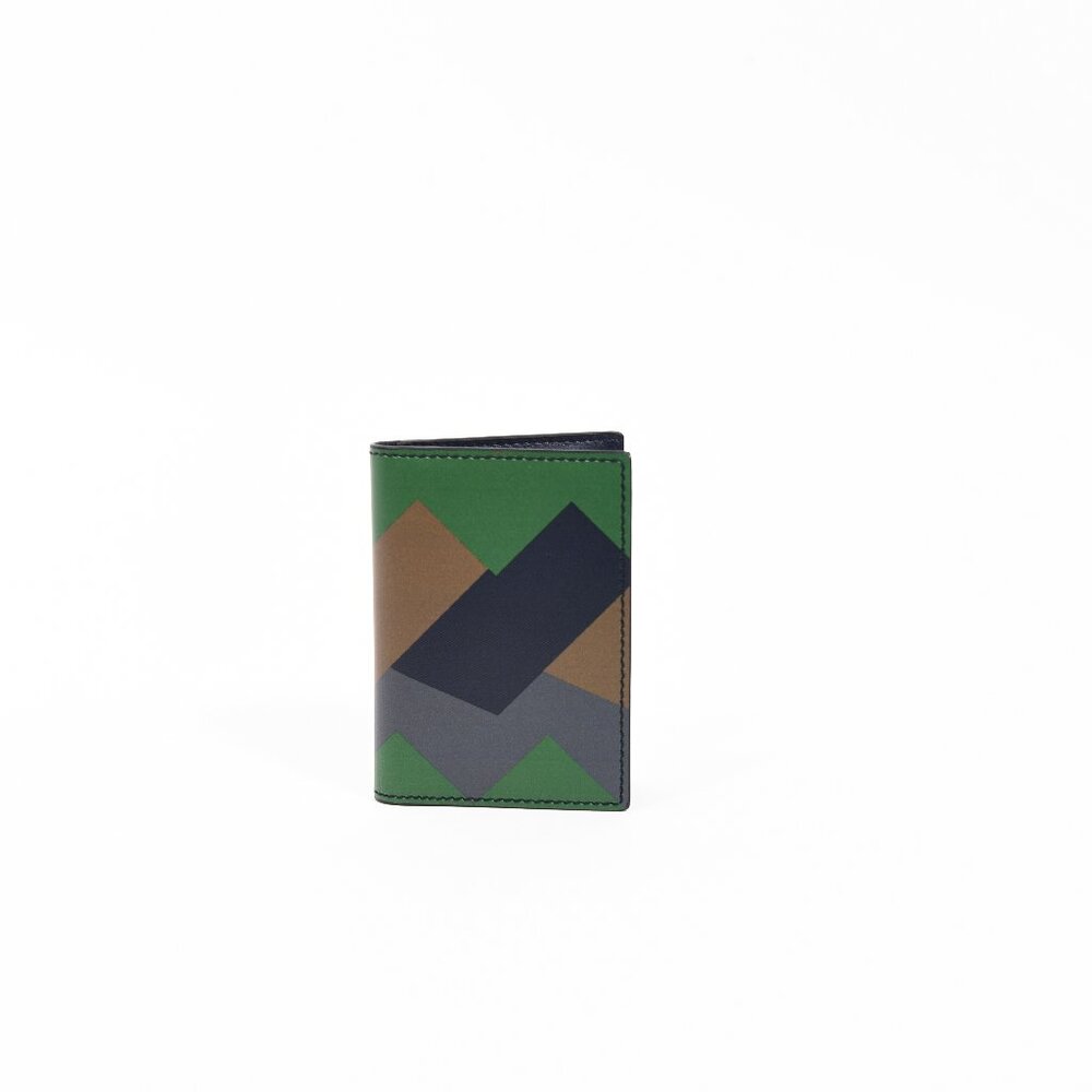Salvatore Ferragamo Colorblock Geometric Leather Card Holder Wallet